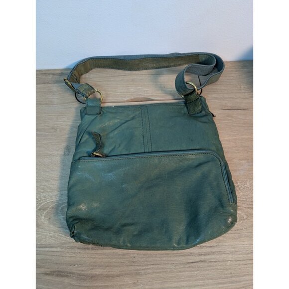 Fossil Long Live Vintage Green Leather Tote Bag Crossbody Bag Purse Key - Picture 3 of 6